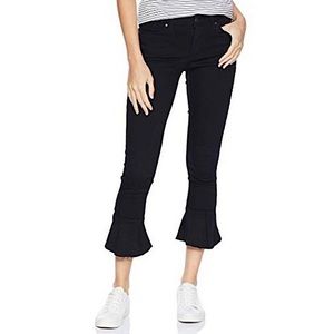 Levi’s 711 Black Cropped Skinny Jeans Ruffle Flare Hem